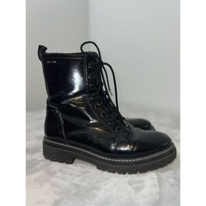 BENCH Women’s Lace Up Black Moto Combat Boots 10